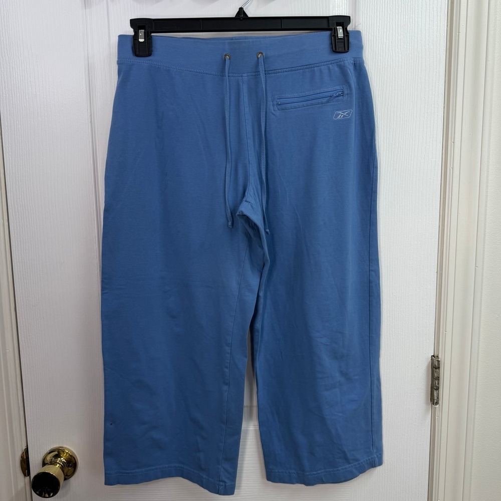 RBK blue pull on drawstring cropped athletic active lounge sweatpants capris M